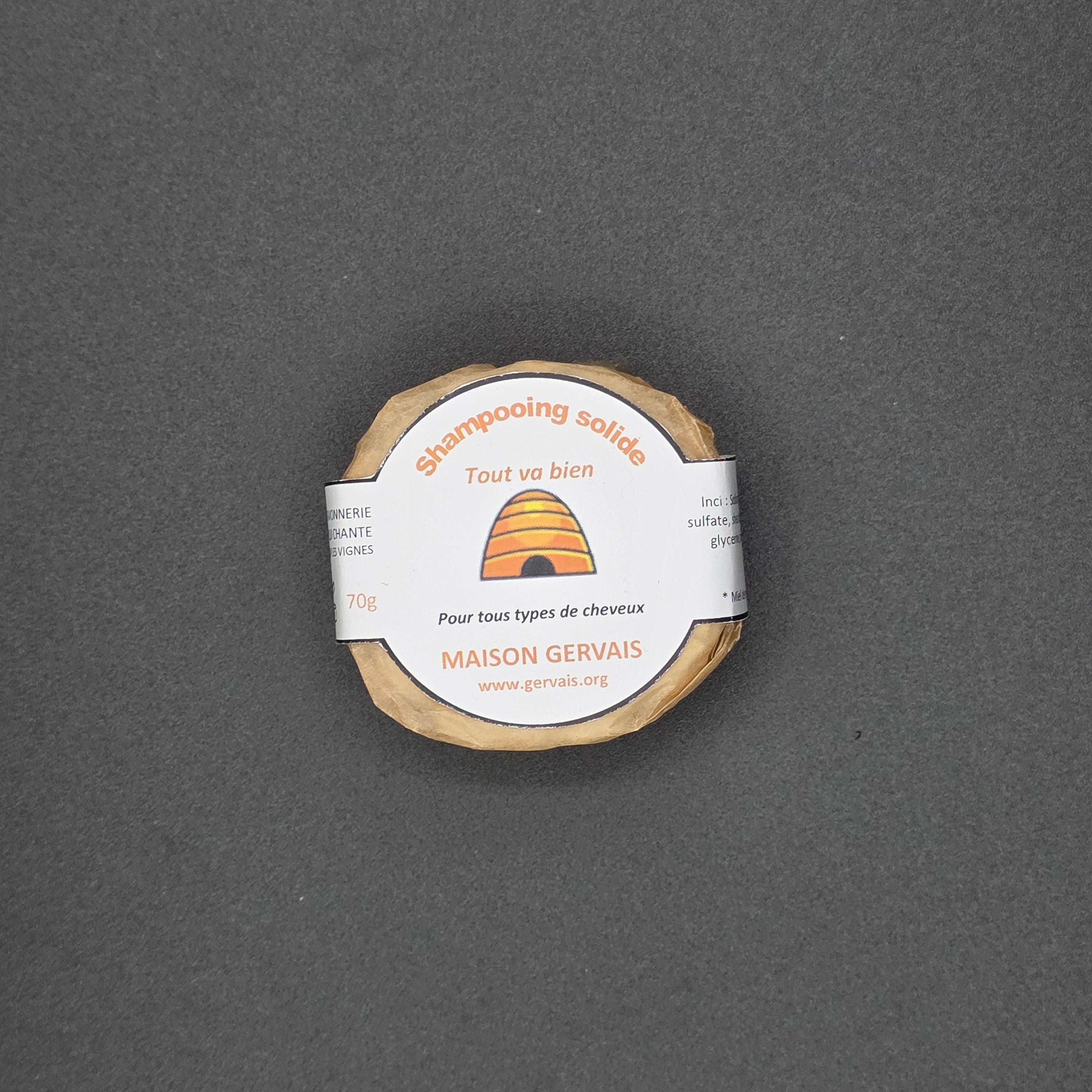 Shampoing solide au miel de nos ruches de la Savonnerie du Loup qui Chante